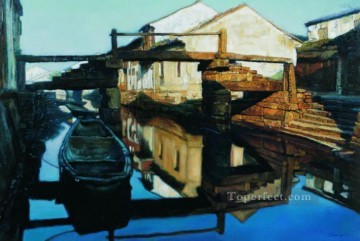 Water Towns Stream Chinese Chen Yifei Oil Paintings